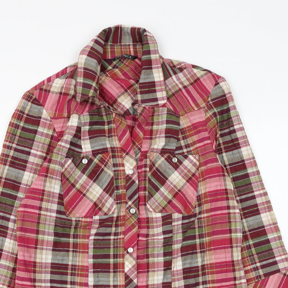 essence Womens Red Plaid Cotton Basic Button-Up Size 16 Collared