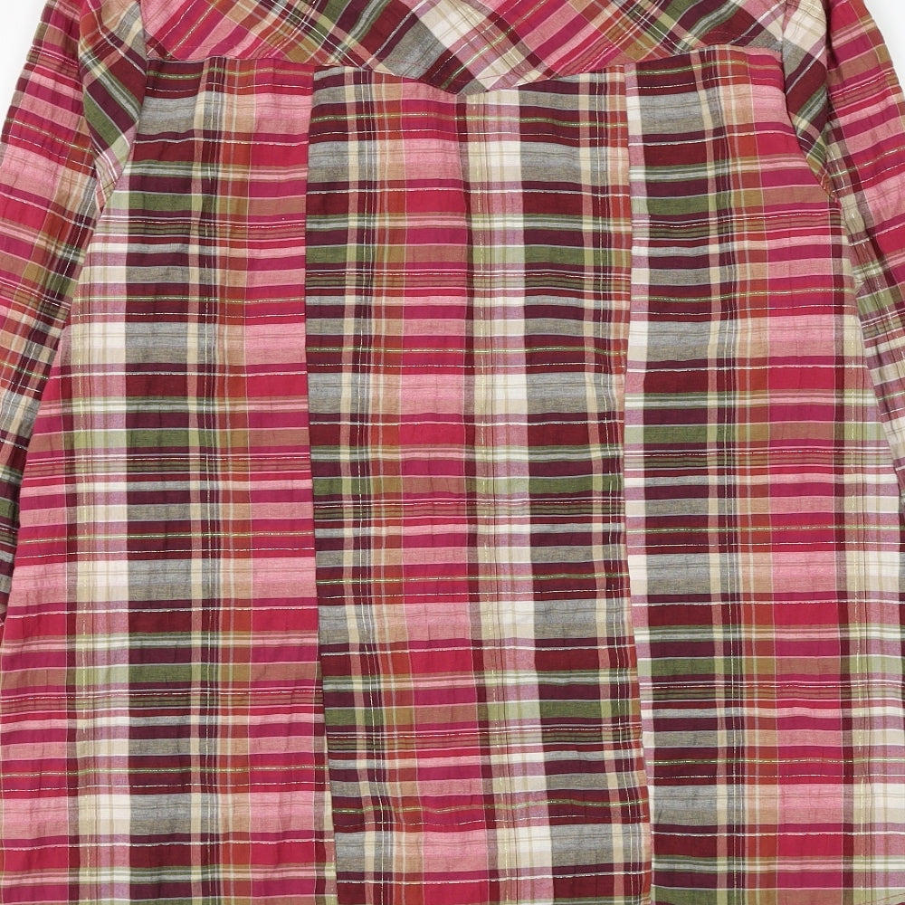 essence Womens Red Plaid Cotton Basic Button-Up Size 16 Collared