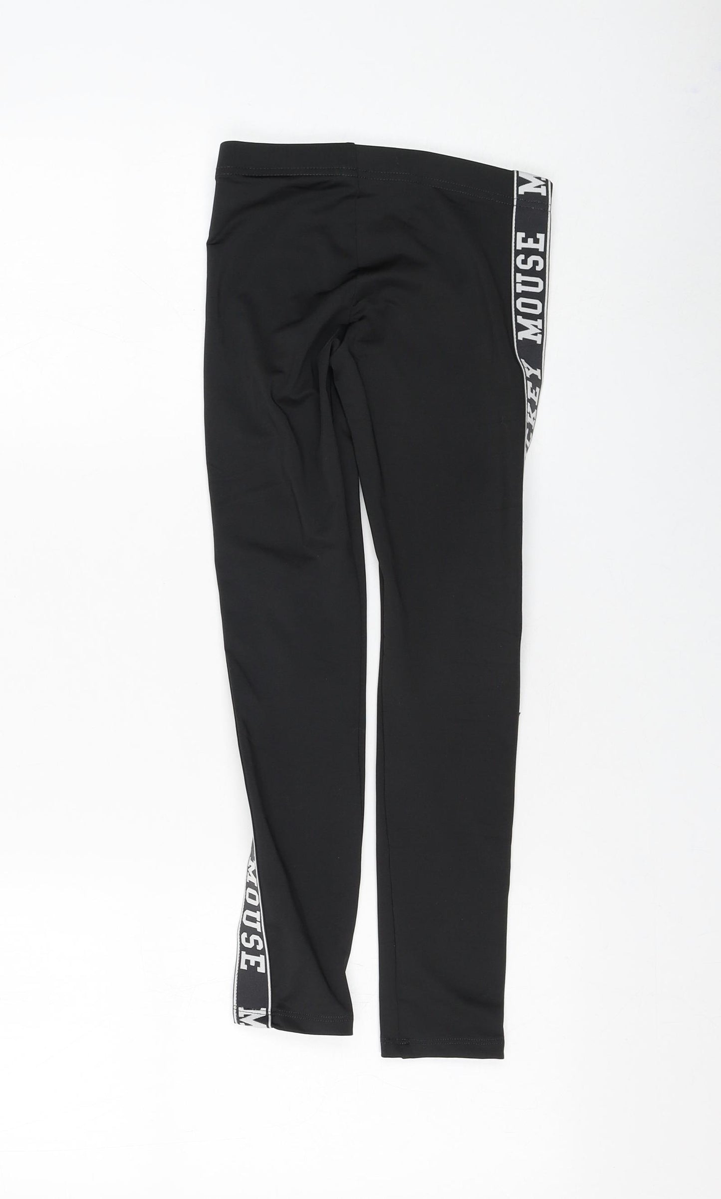 F&F Girls Black Polyester Jogger Trousers Size 7-8 Years Regular Pullover - Mickey Mouse Leggings