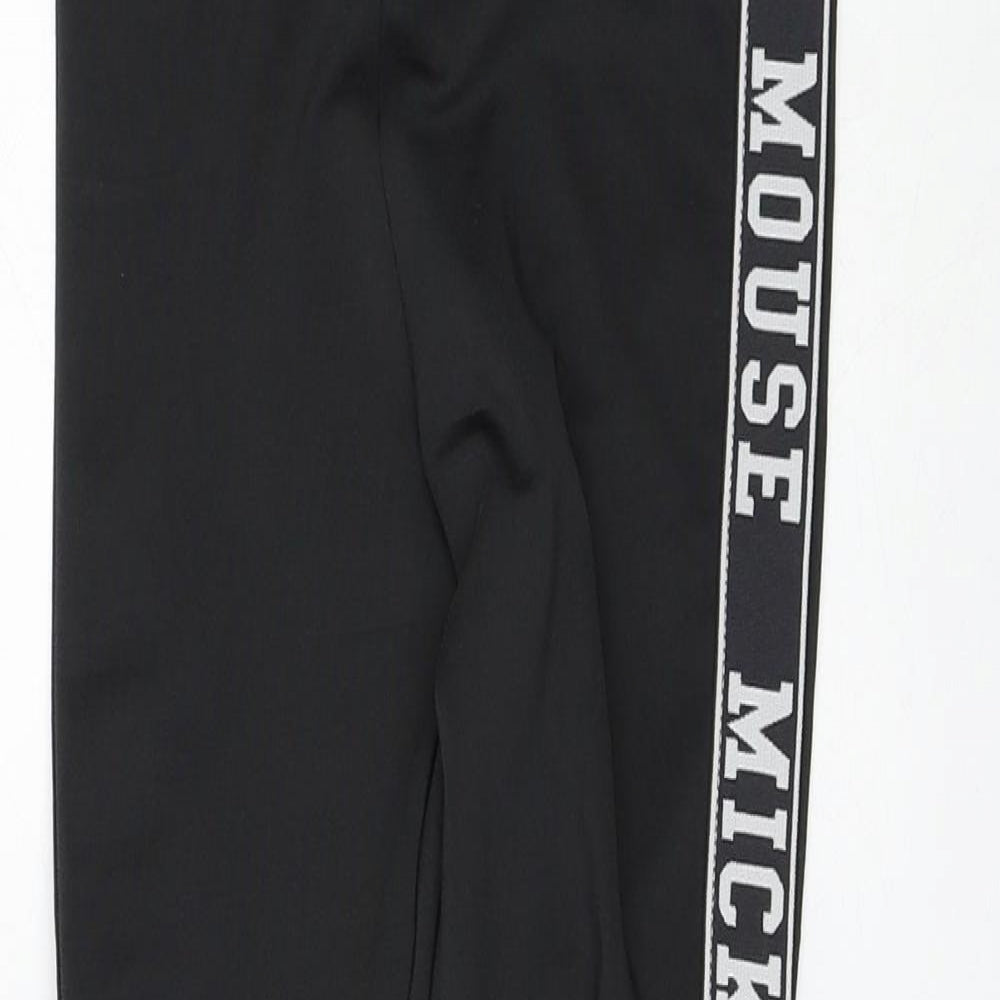 F&F Girls Black Polyester Jogger Trousers Size 7-8 Years Regular Pullover - Mickey Mouse Leggings