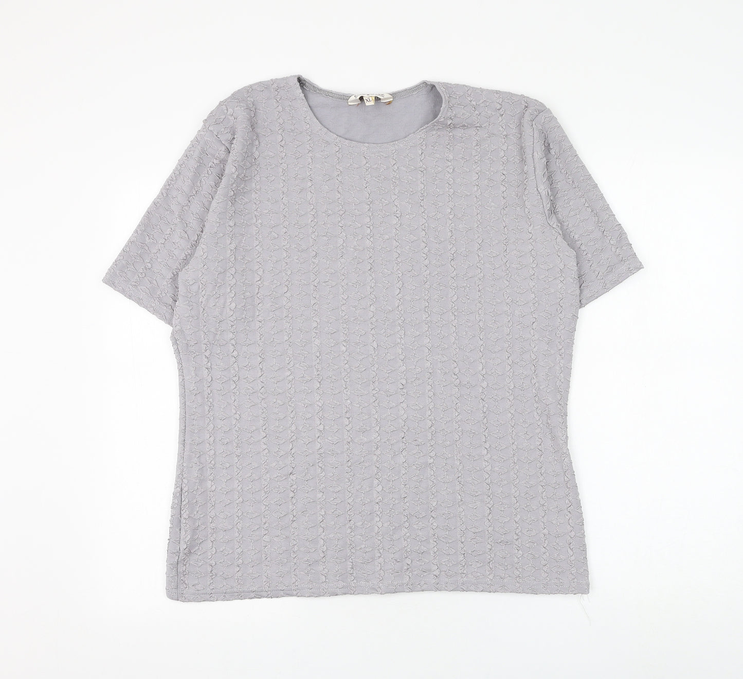 Bonmarché Womens Grey Geometric Polyester Basic Blouse Size XL Round Neck