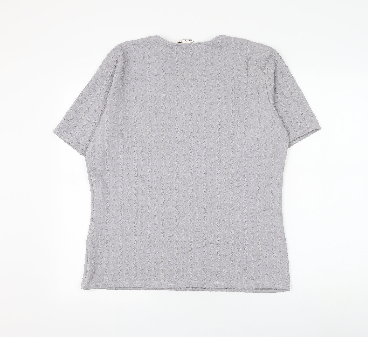 Bonmarché Womens Grey Geometric Polyester Basic Blouse Size XL Round Neck