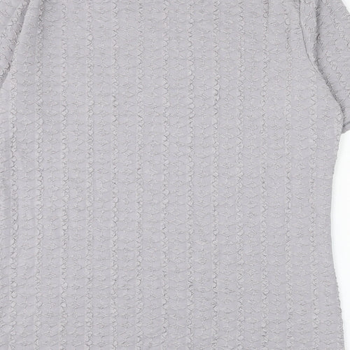 Bonmarché Womens Grey Geometric Polyester Basic Blouse Size XL Round Neck