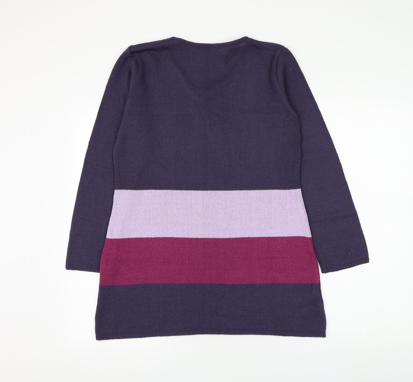 George Womens Purple Scoop Neck Striped Acrylic Pullover Jumper Size 12