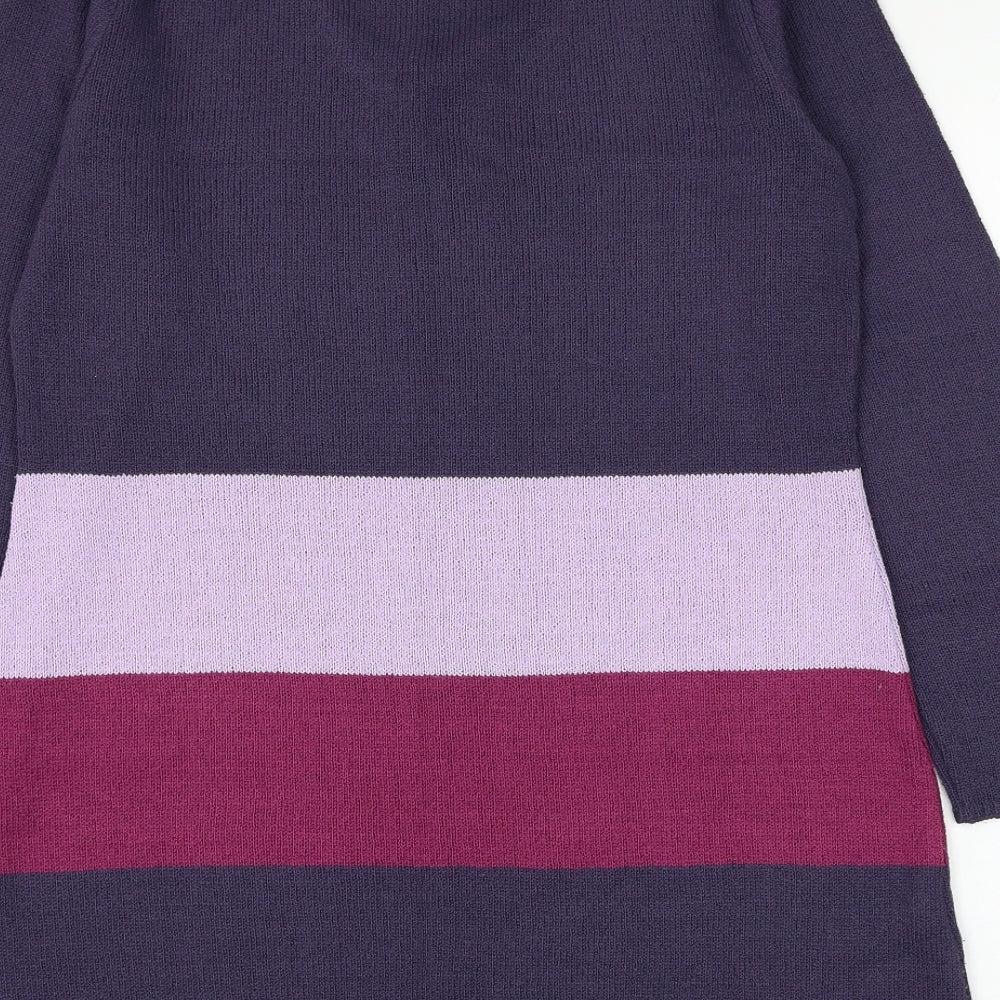 George Womens Purple Scoop Neck Striped Acrylic Pullover Jumper Size 12