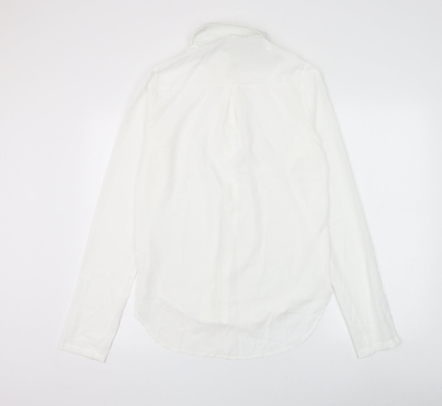 Preworn Womens White Cotton Basic Button-Up Size L Collared