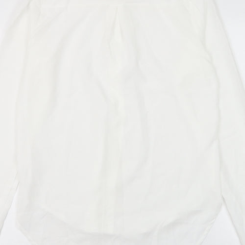 Preworn Womens White Cotton Basic Button-Up Size L Collared