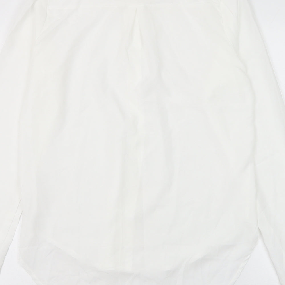 Preworn Womens White Cotton Basic Button-Up Size L Collared