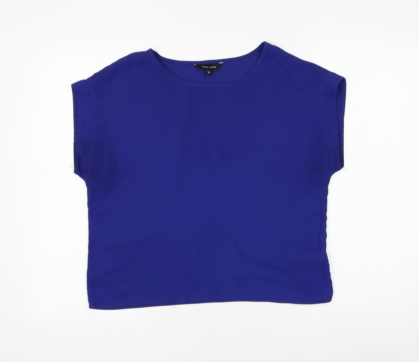 New Look Womens Blue Polyester Basic Blouse Size 12 Boat Neck