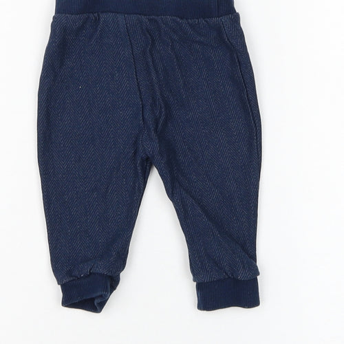 F&F Boys Blue Cotton Jogger Trousers Size 3-6 Months Drawstring