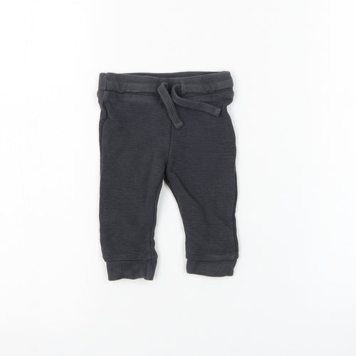 F&F Boys Grey Cotton Jogger Trousers Size 3-6 Months Drawstring