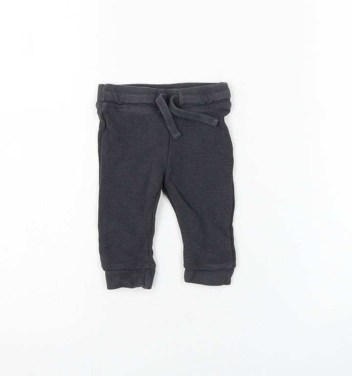 F&F Boys Grey Cotton Jogger Trousers Size 3-6 Months Drawstring