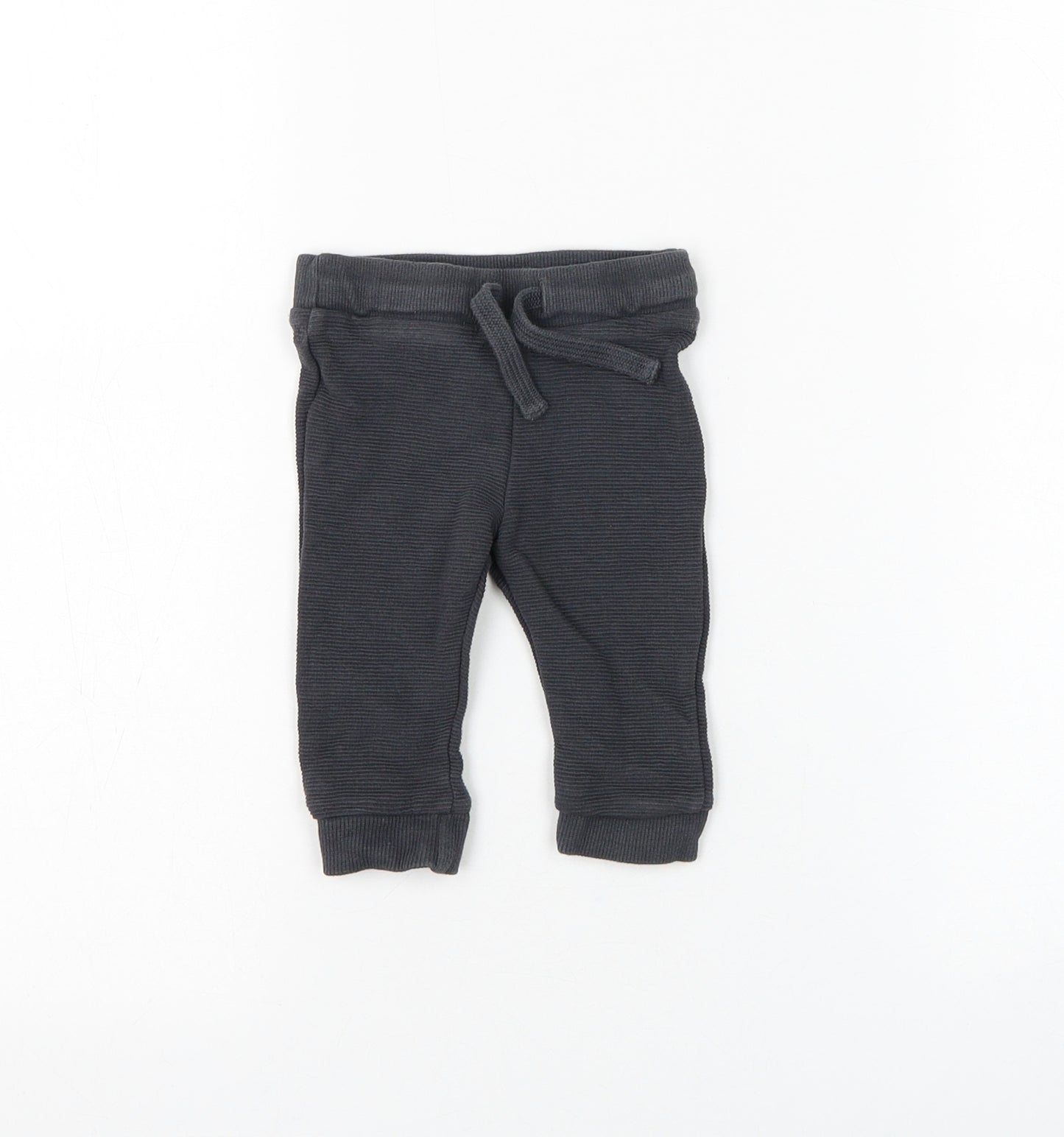 F&F Boys Grey Cotton Jogger Trousers Size 3-6 Months Drawstring