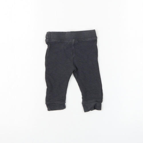 F&F Boys Grey Cotton Jogger Trousers Size 3-6 Months Drawstring
