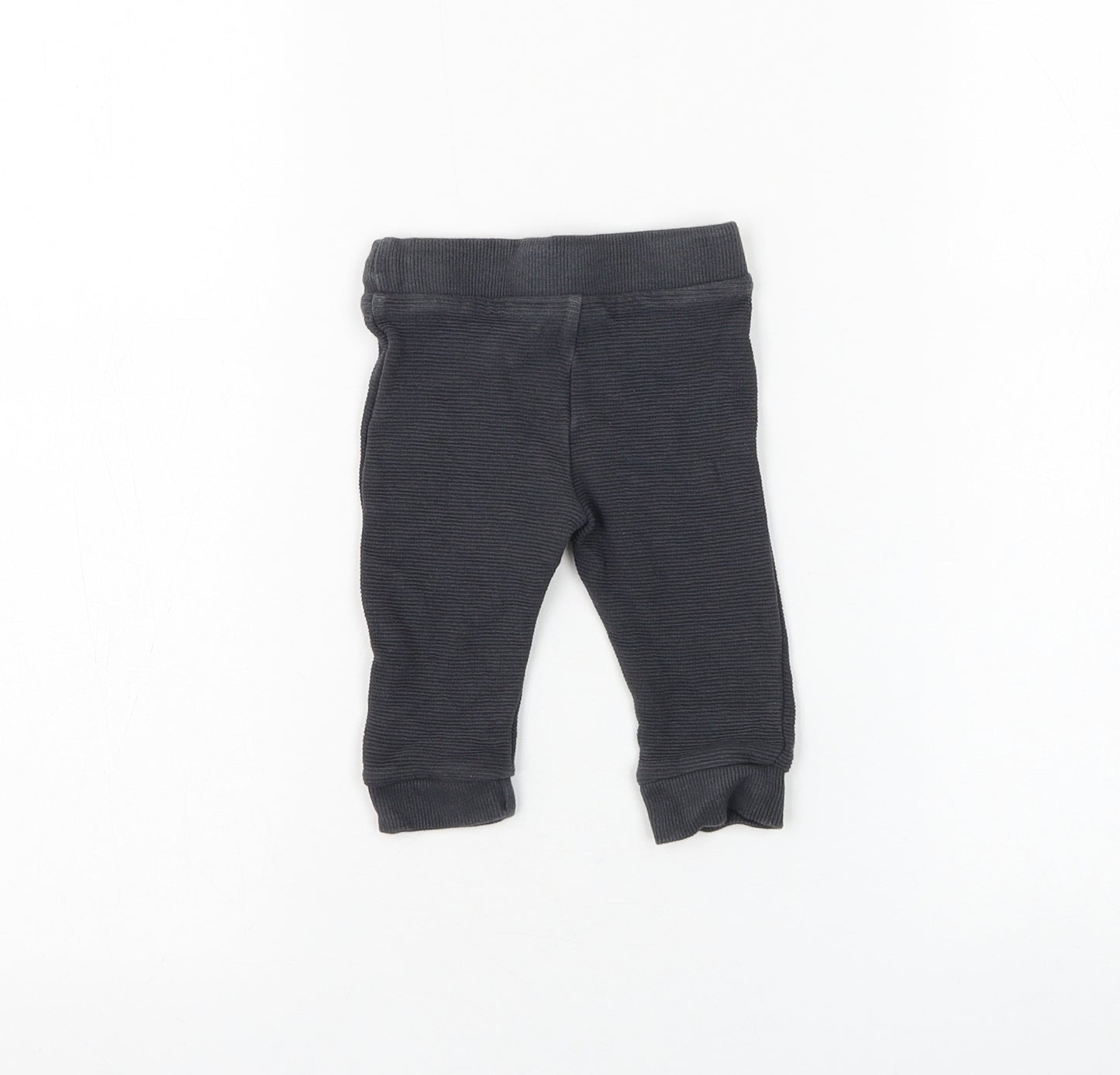 F&F Boys Grey Cotton Jogger Trousers Size 3-6 Months Drawstring