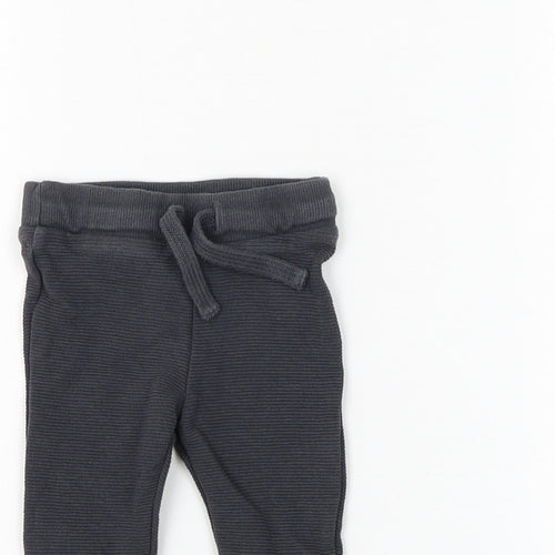 F&F Boys Grey Cotton Jogger Trousers Size 3-6 Months Drawstring