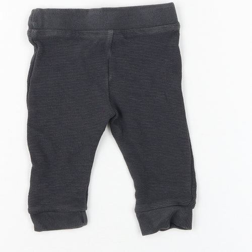 F&F Boys Grey Cotton Jogger Trousers Size 3-6 Months Drawstring