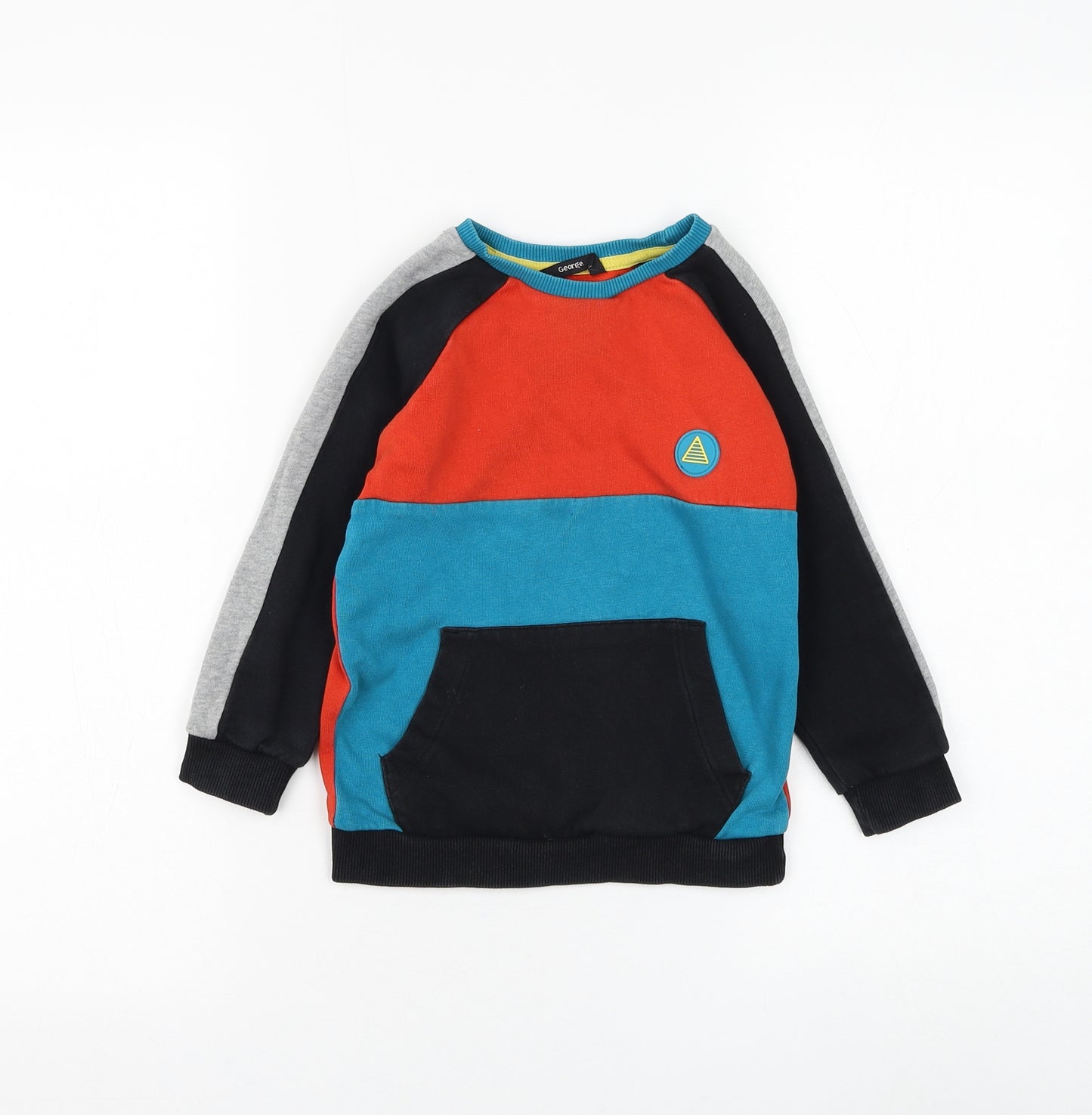 George Boys Multicoloured Colourblock Cotton Pullover Sweatshirt Size 3-4 Years Pullover