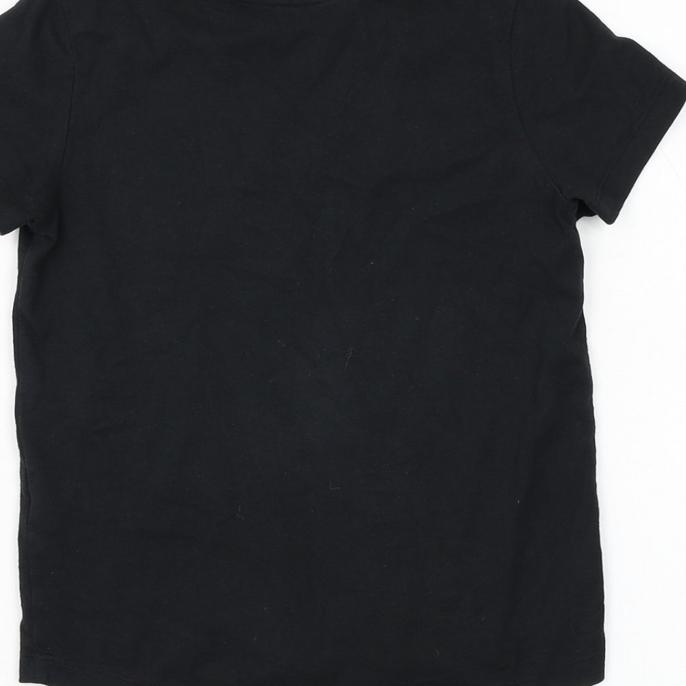 Nutmeg Boys Black Cotton Basic T-Shirt Size 7-8 Years Round Neck Pullover - Gaming