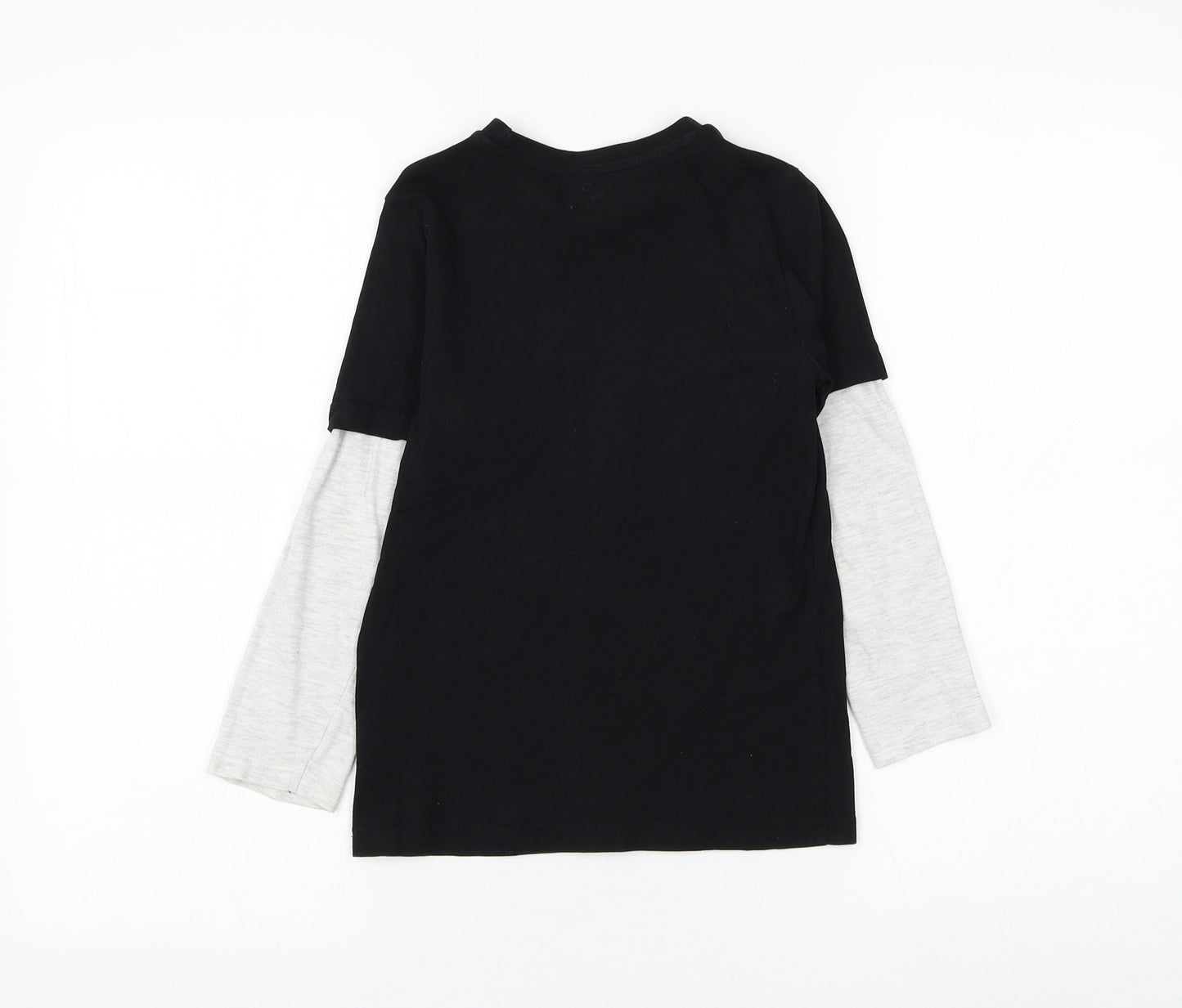 F&F Boys Black Cotton Basic T-Shirt Size 6-7 Years Round Neck Pullover - Gaming