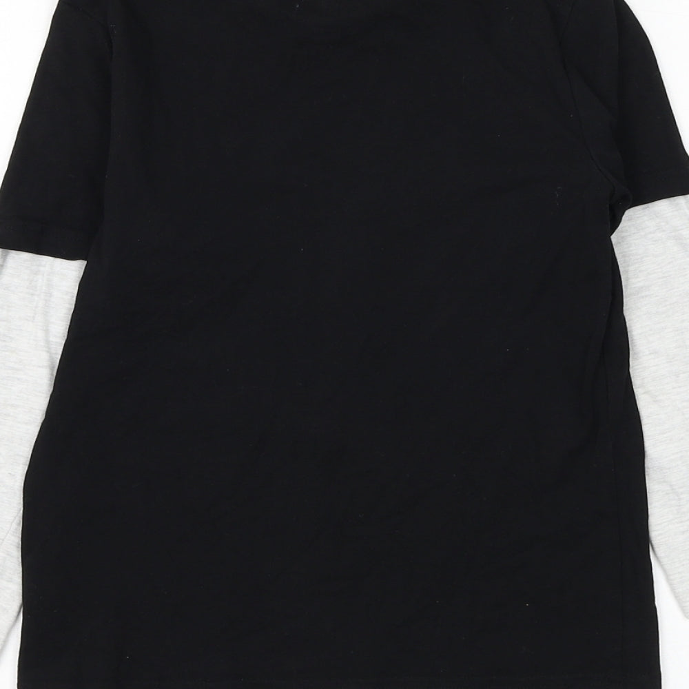 F&F Boys Black Cotton Basic T-Shirt Size 6-7 Years Round Neck Pullover - Gaming