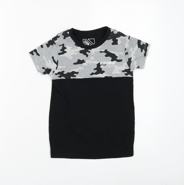Matalan Boys Black Camouflage Cotton Basic T-Shirt Size 6 Years Round Neck Pullover - World Wide