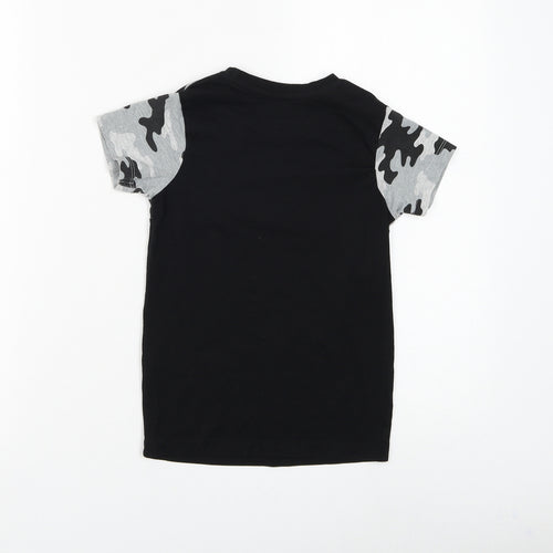 Matalan Boys Black Camouflage Cotton Basic T-Shirt Size 6 Years Round Neck Pullover - World Wide