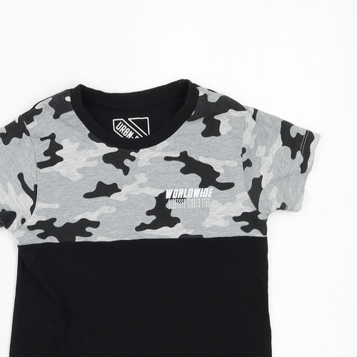 Matalan Boys Black Camouflage Cotton Basic T-Shirt Size 6 Years Round Neck Pullover - World Wide