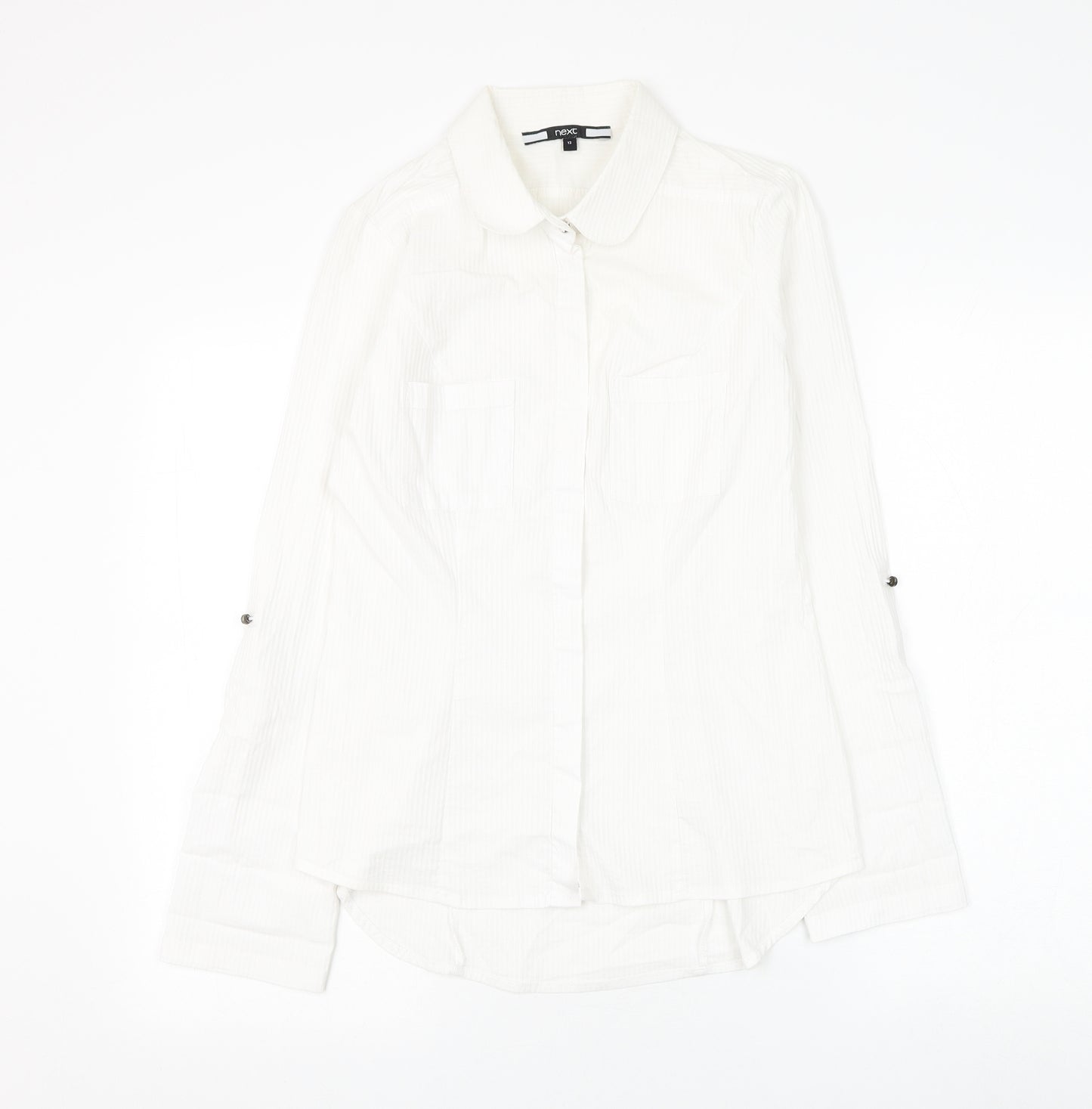 NEXT Womens White Polyester Basic Blouse Size 12 Collared