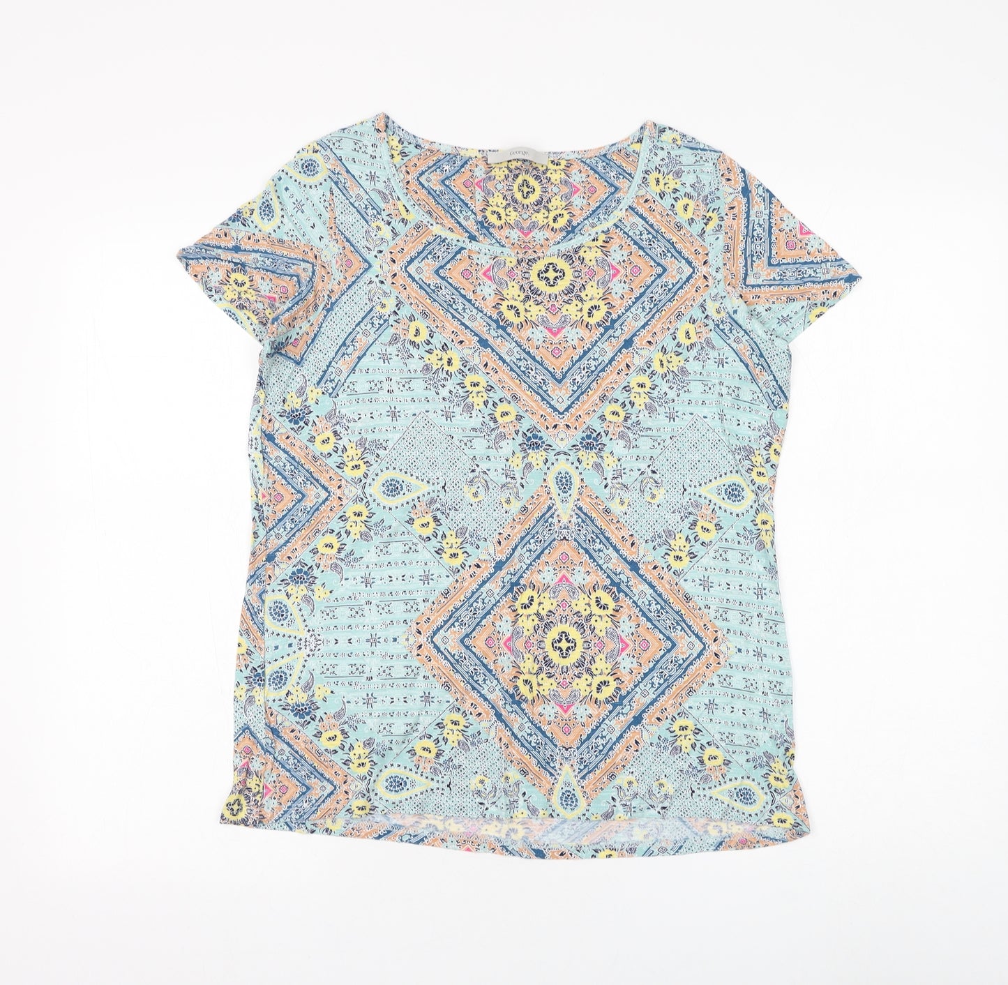 George Womens Multicoloured Paisley Viscose Basic T-Shirt Size 12 Round Neck