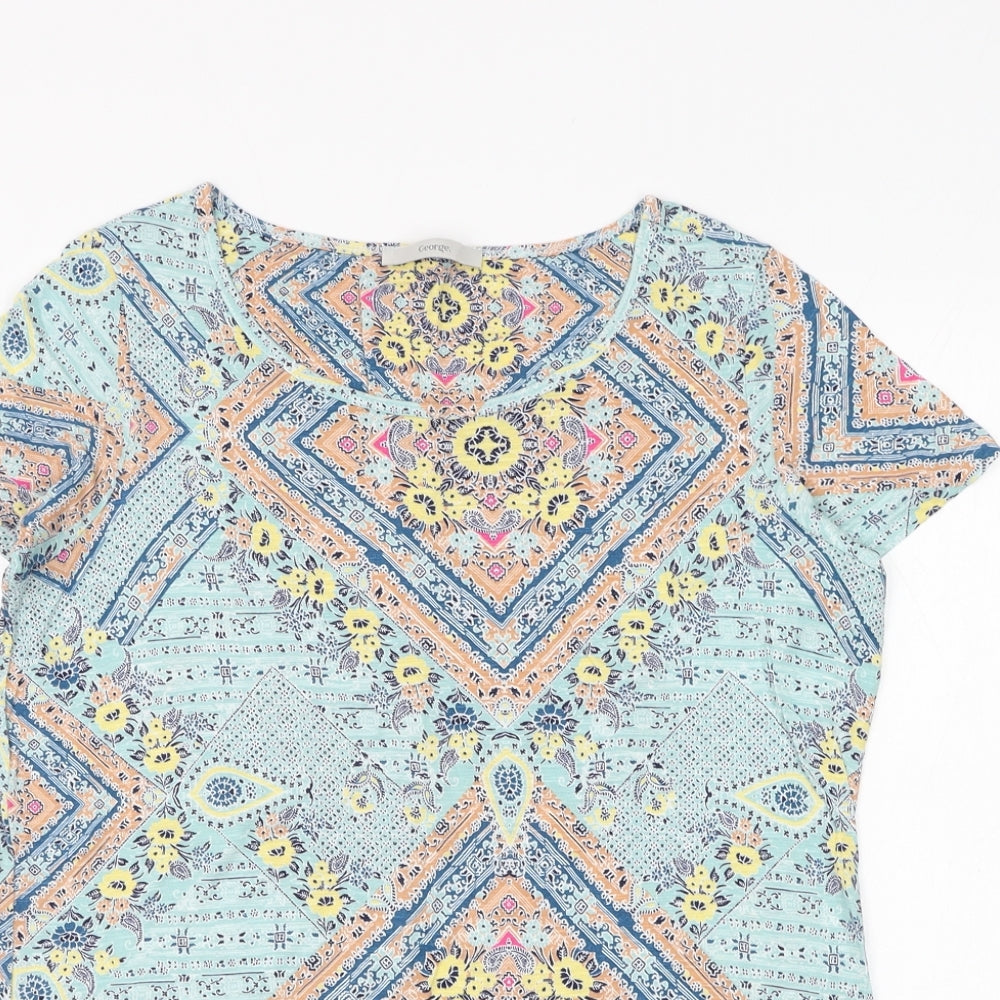 George Womens Multicoloured Paisley Viscose Basic T-Shirt Size 12 Round Neck