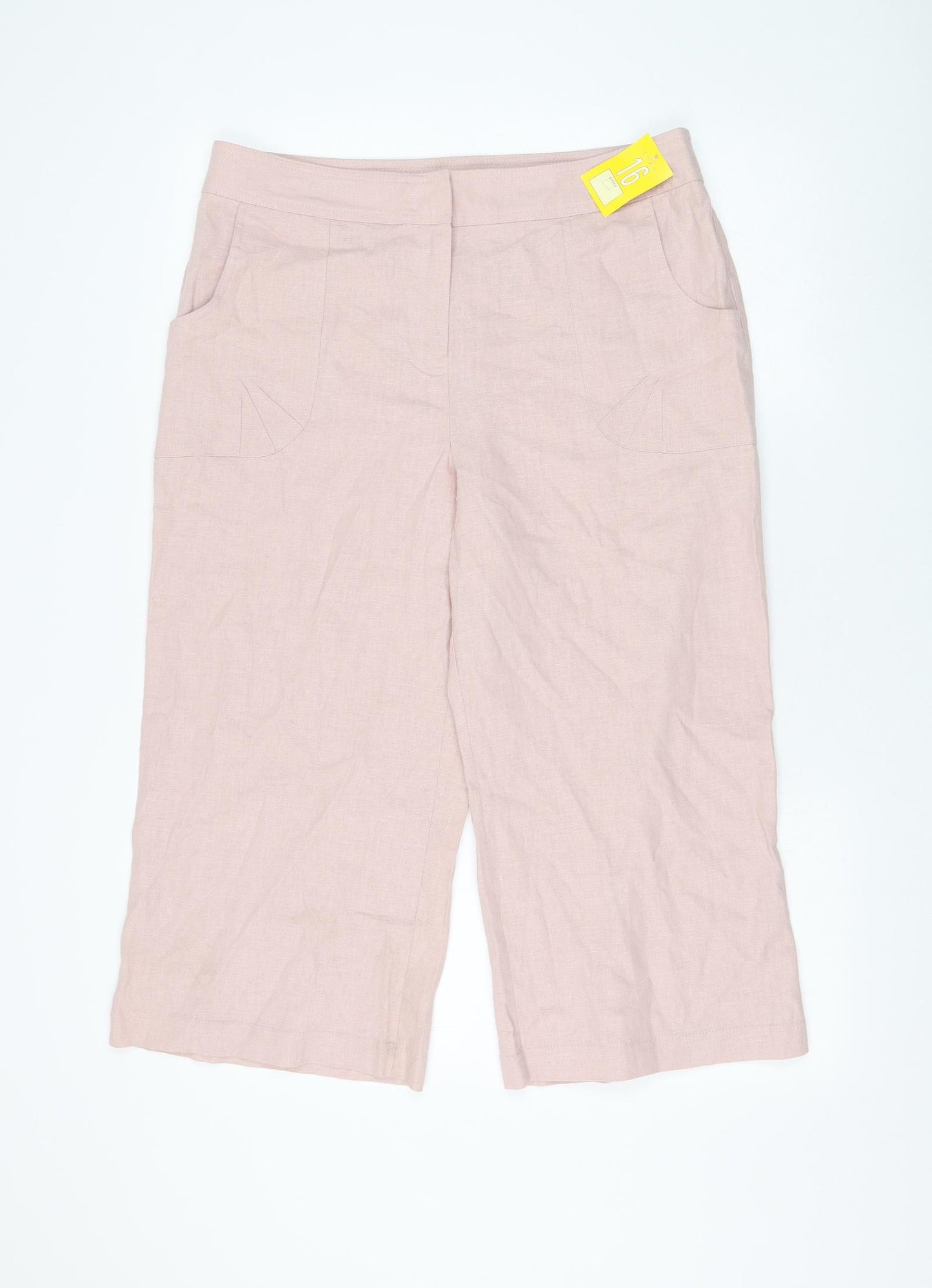 Preworn Womens Pink Polyester Bermuda Shorts Size 16 L20 in Regular Zip