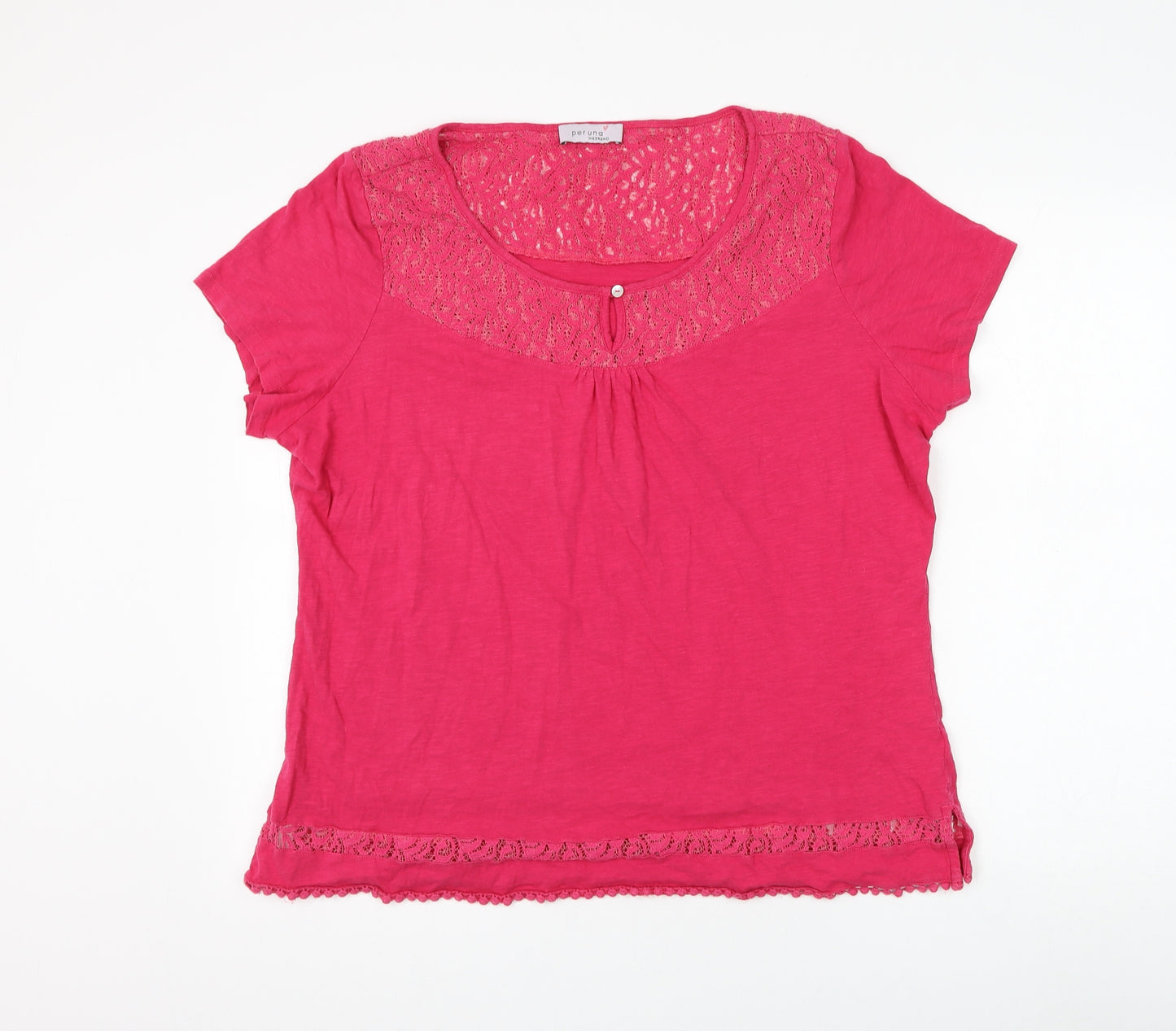 Per Una Womens Pink Cotton Basic Blouse Size 20 Scoop Neck