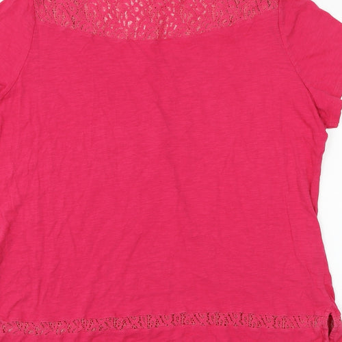 Per Una Womens Pink Cotton Basic Blouse Size 20 Scoop Neck