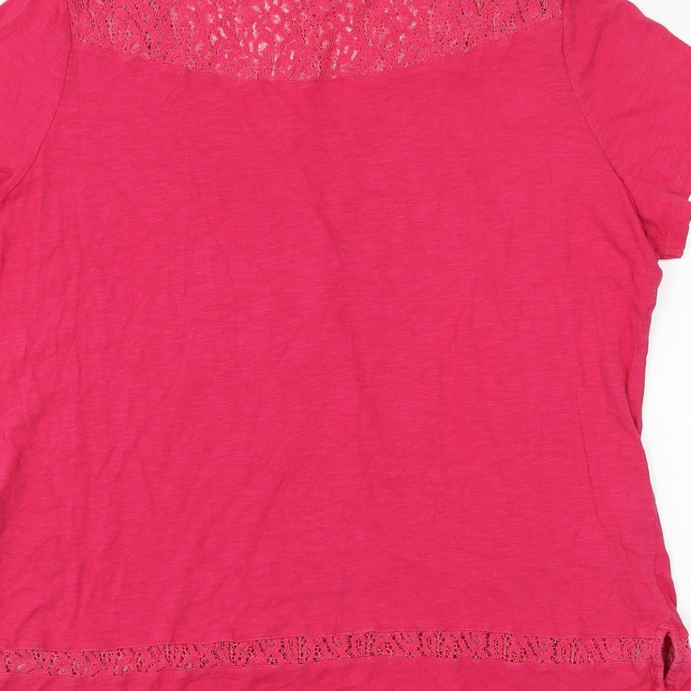 Per Una Womens Pink Cotton Basic Blouse Size 20 Scoop Neck