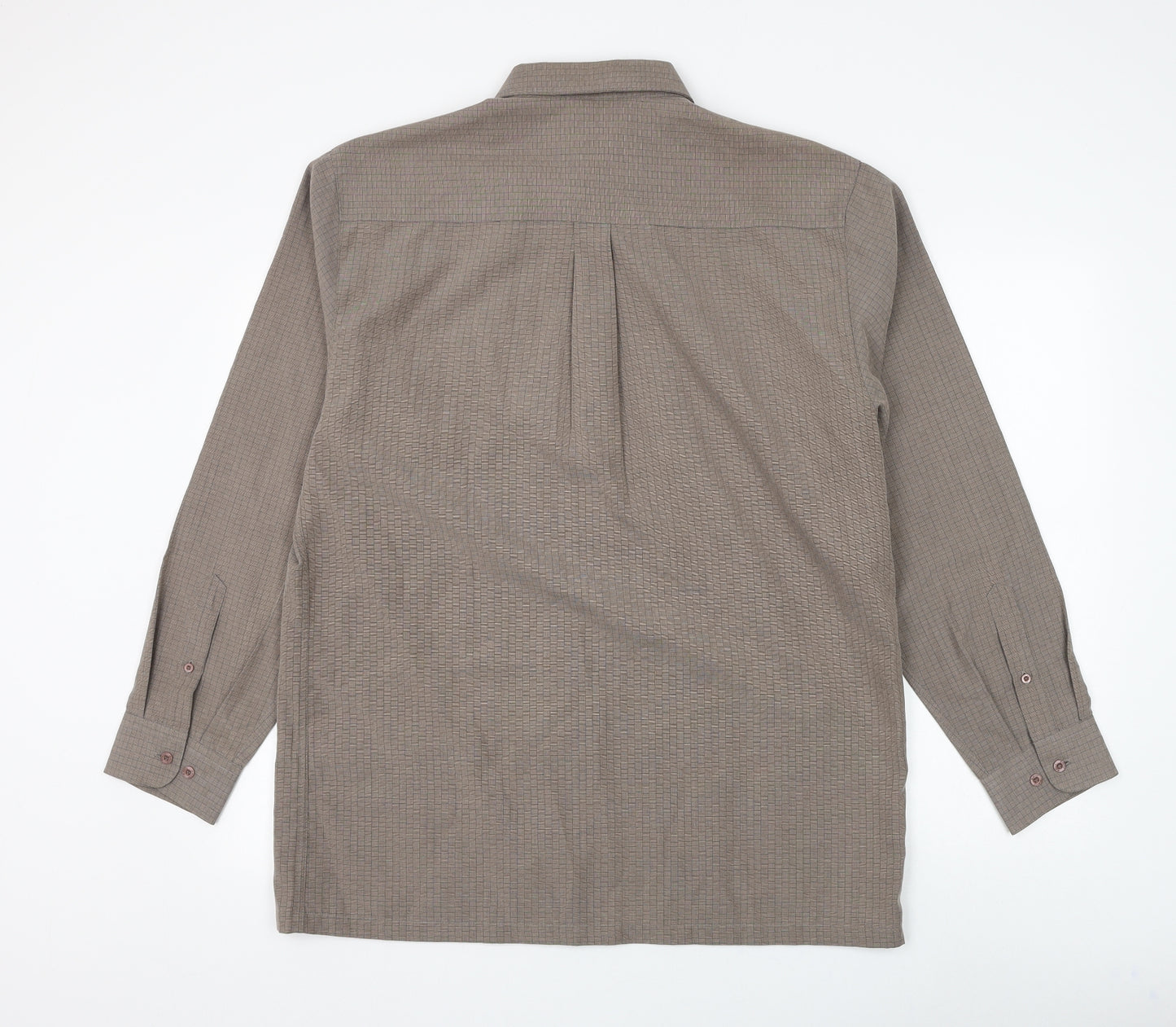 Gabucci Mens Brown Viscose Dress Shirt Size L Collared Button