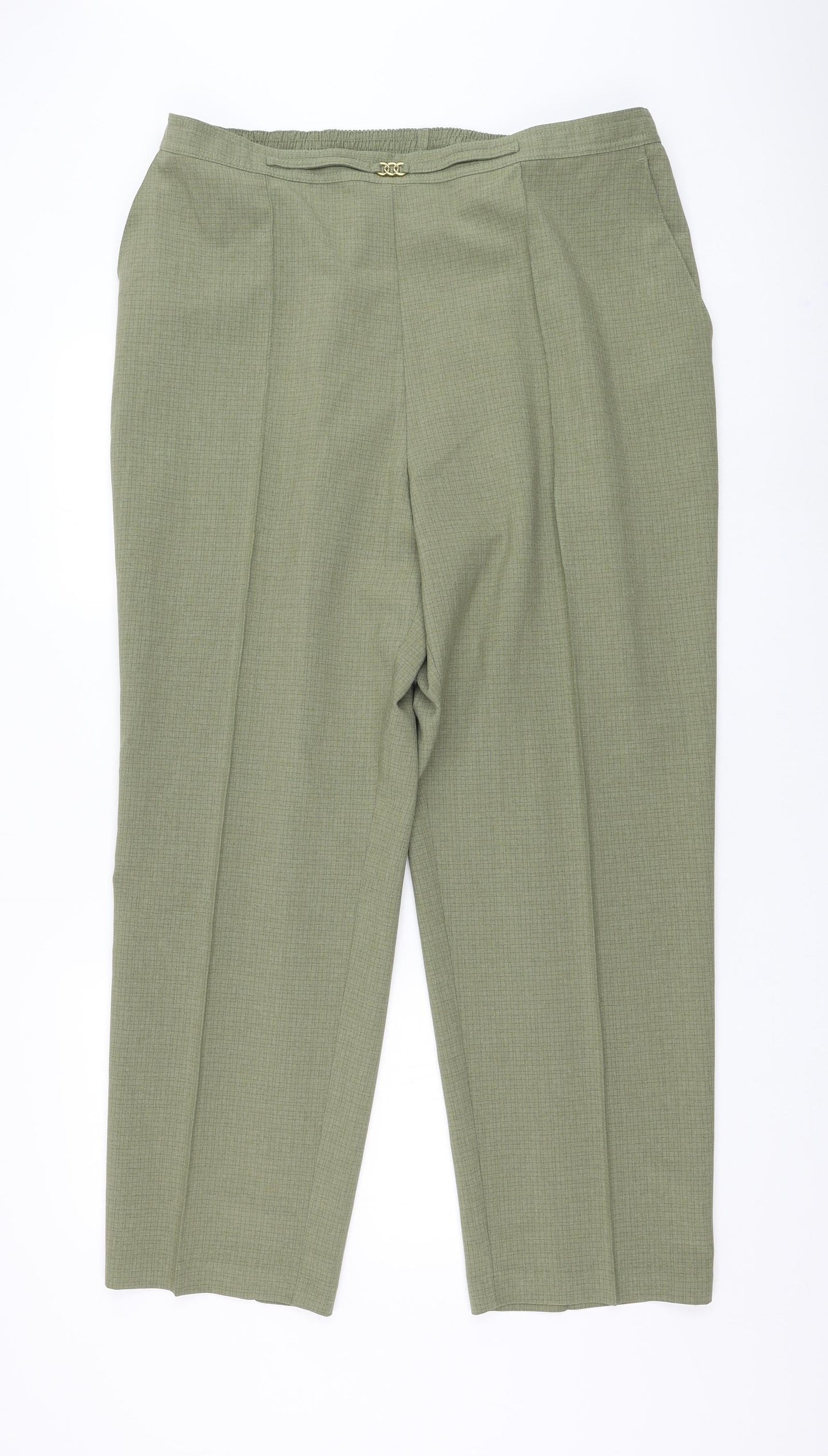 Marks and Spencer Womens Green Polyester Trousers Size 22 L29 in Regular