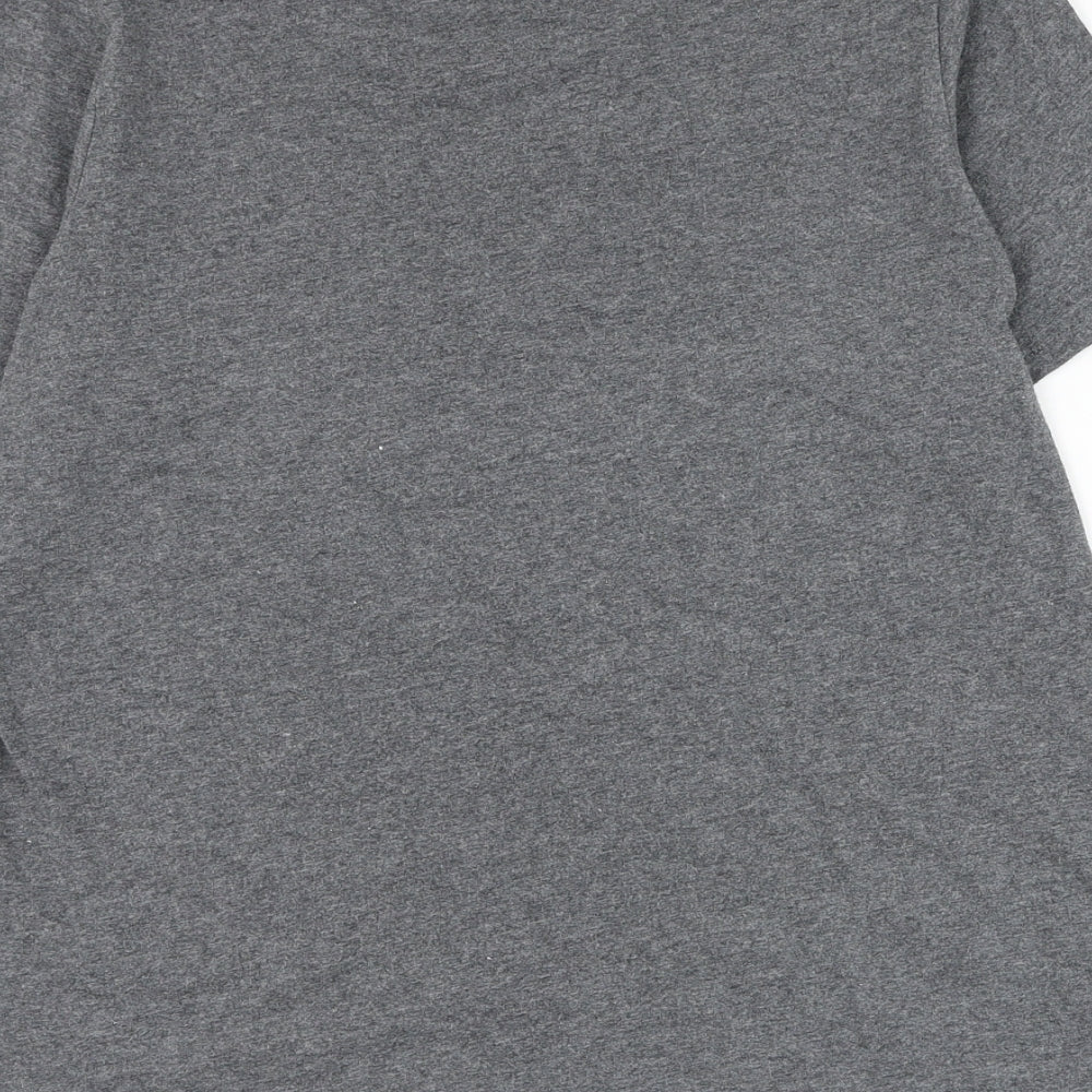 Dorothy Perkins Womens Grey Floral Cotton Basic T-Shirt Size 12 Round Neck