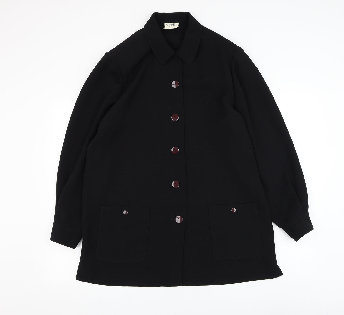 Viyella Womens Black Jacket Size 12 Button