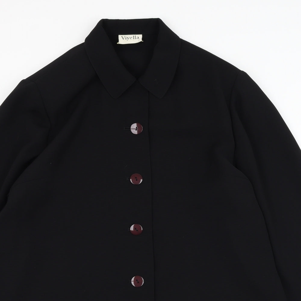 Viyella Womens Black Jacket Size 12 Button