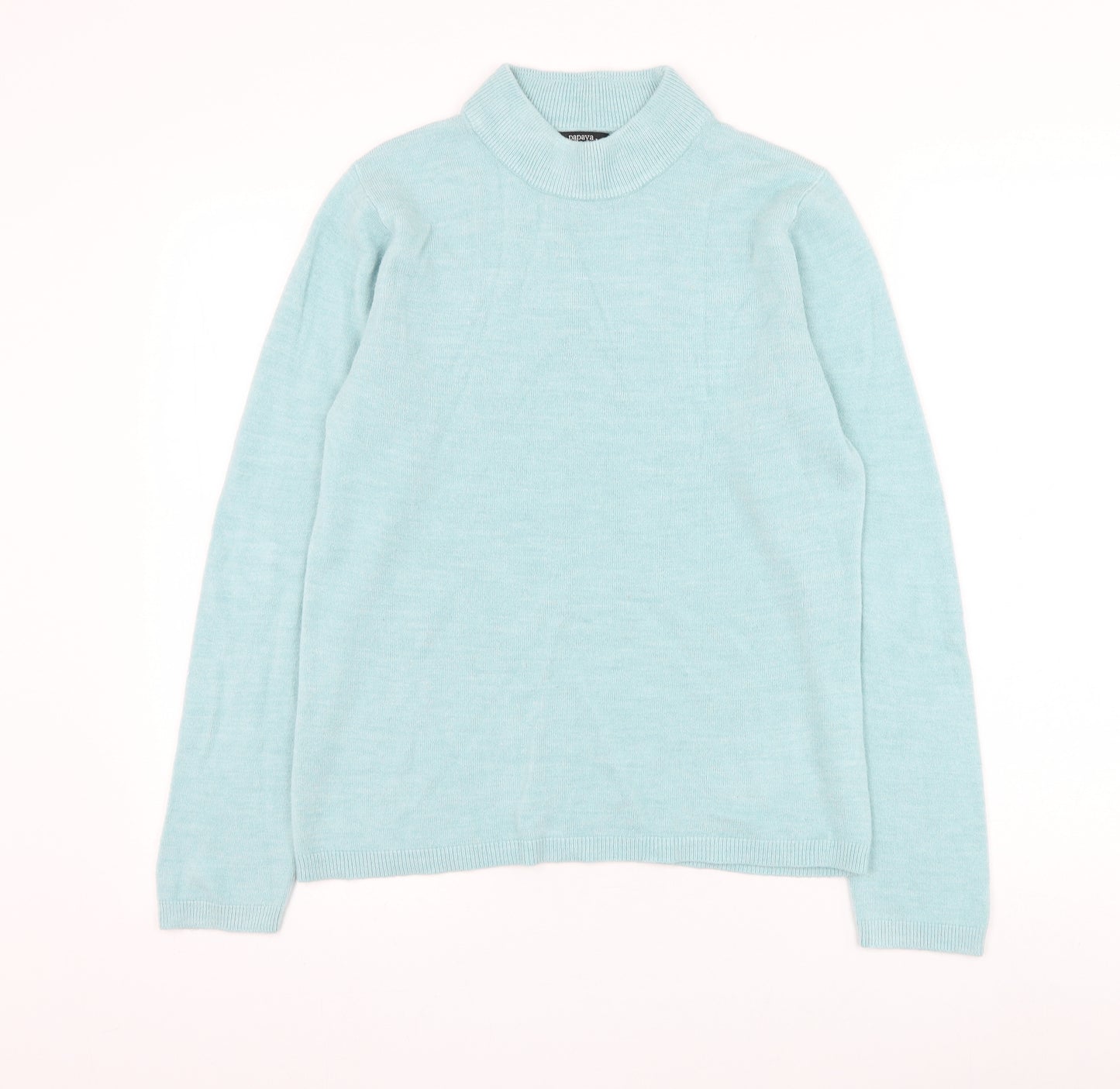 Matalan Womens Blue Mock Neck Acrylic Pullover Jumper Size 14