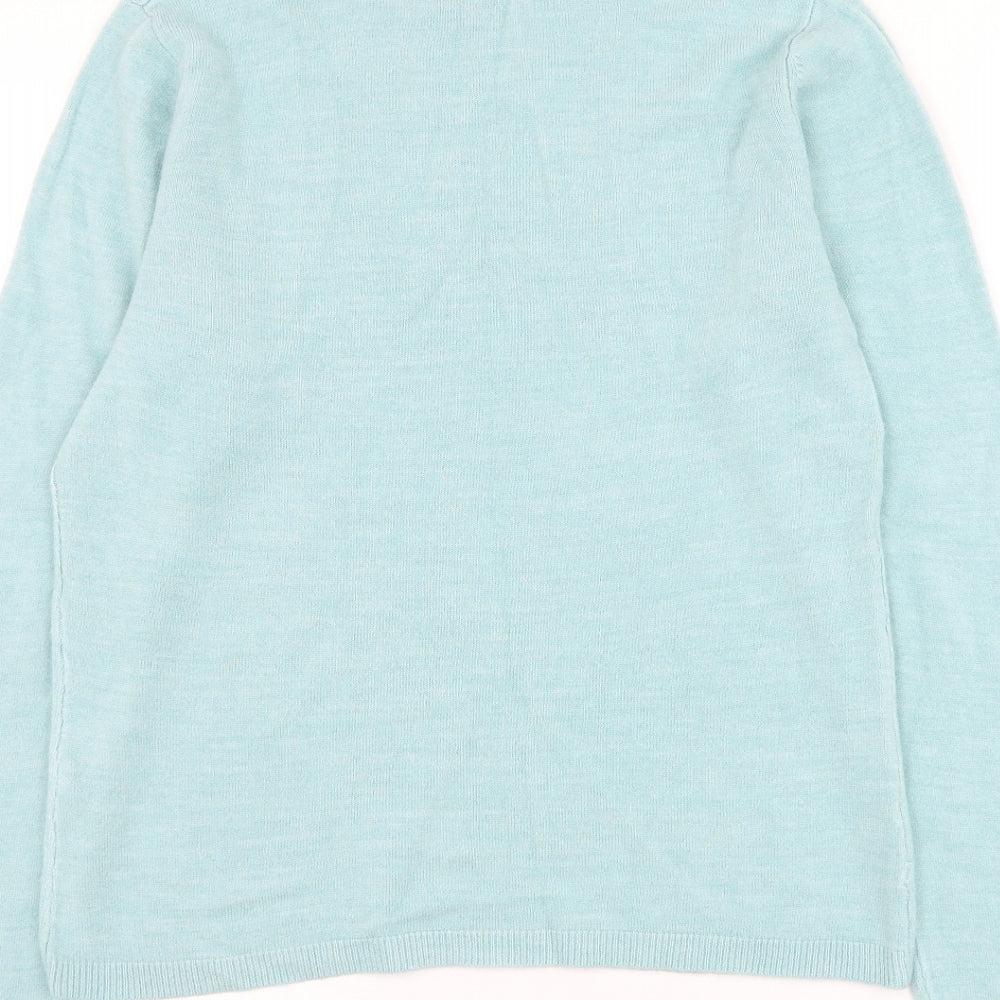 Matalan Womens Blue Mock Neck Acrylic Pullover Jumper Size 14