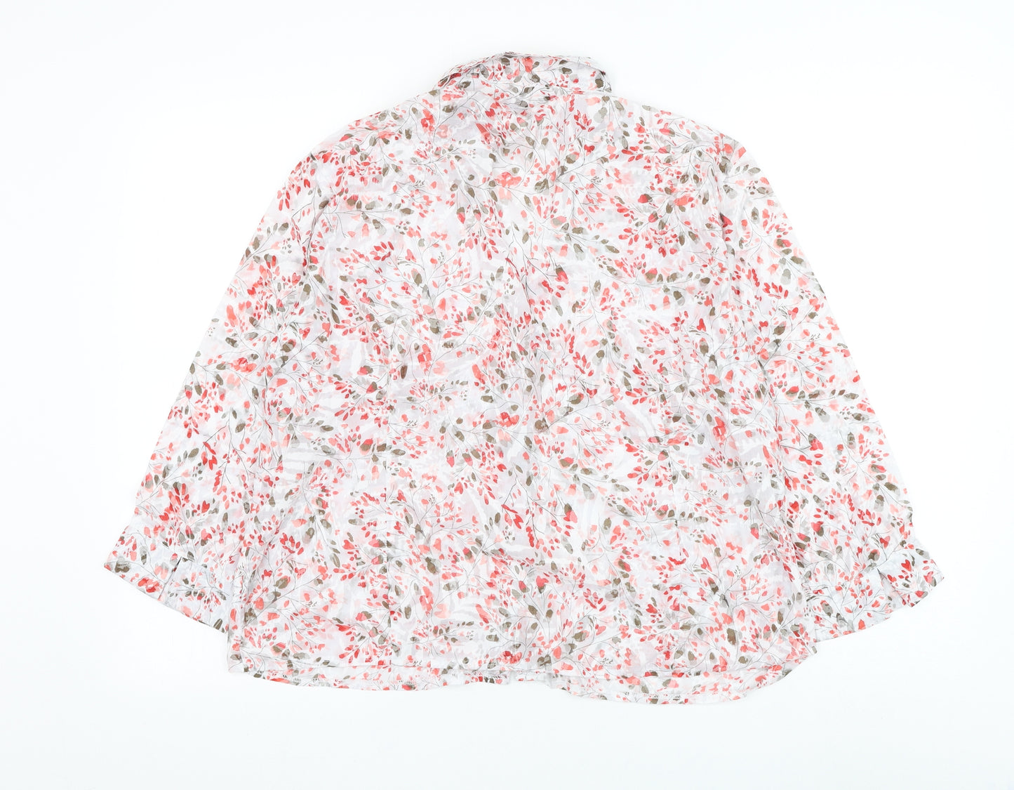 Preworn Womens Multicoloured Geometric Polyester Basic Button-Up Size 14 Collared