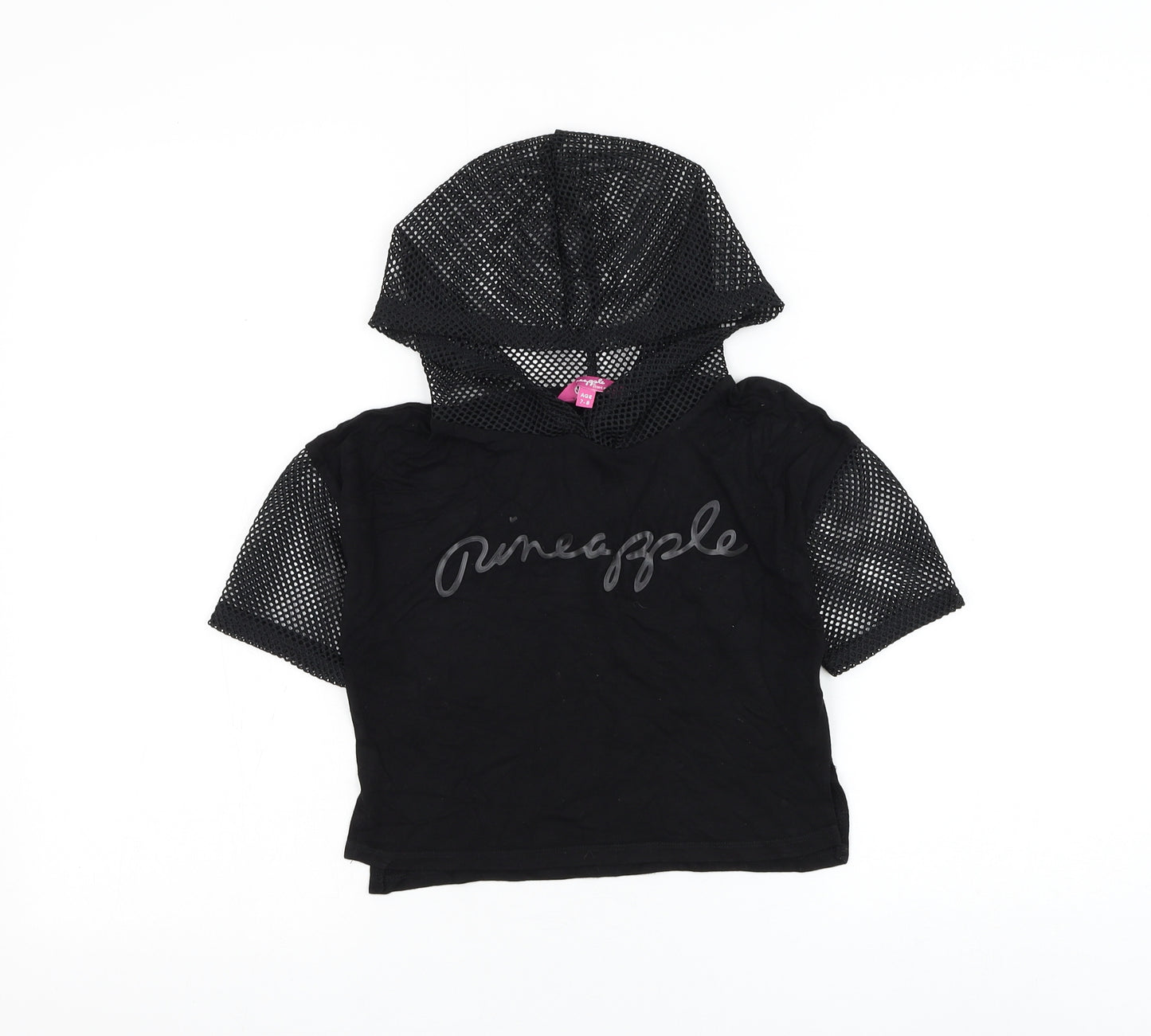 Pineapple Girls Black Viscose Pullover Hoodie Size 7-8 Years Pullover - Pineapple Mesh Detailing