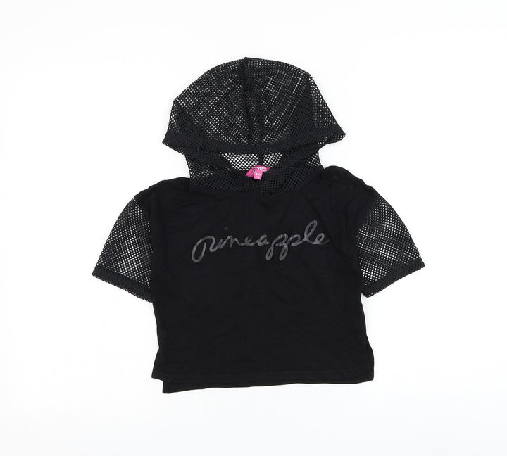 Pineapple Girls Black Viscose Pullover Hoodie Size 7-8 Years Pullover - Pineapple Mesh Detailing