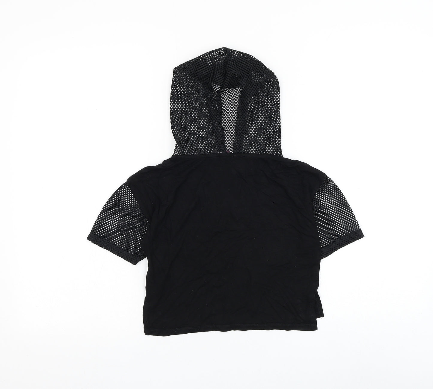 Pineapple Girls Black Viscose Pullover Hoodie Size 7-8 Years Pullover - Pineapple Mesh Detailing