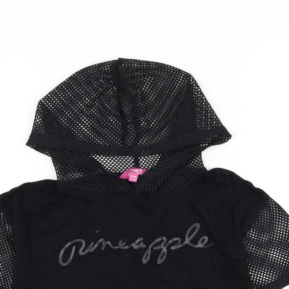 Pineapple Girls Black Viscose Pullover Hoodie Size 7-8 Years Pullover - Pineapple Mesh Detailing