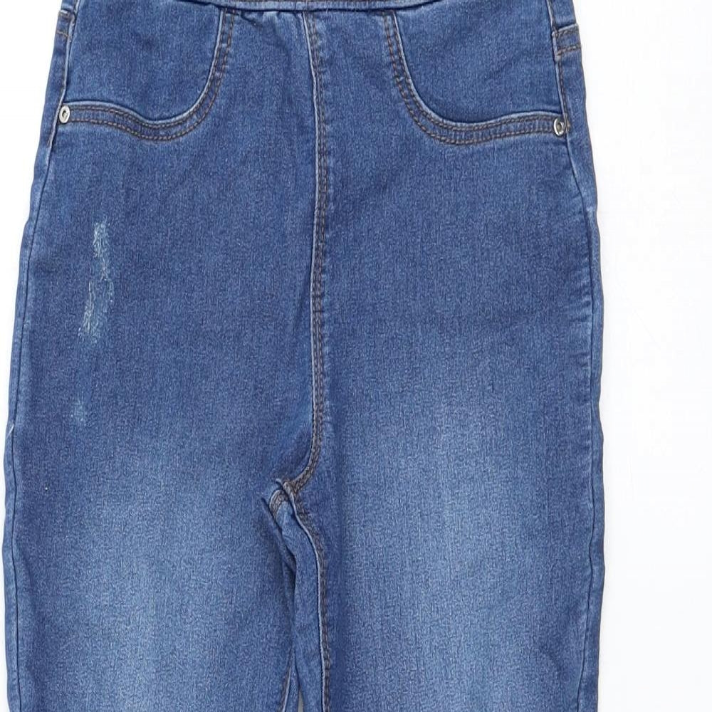 Matalan Girls Blue Cotton Skinny Jeans Size 9 Years Regular Pullover - Distressed
