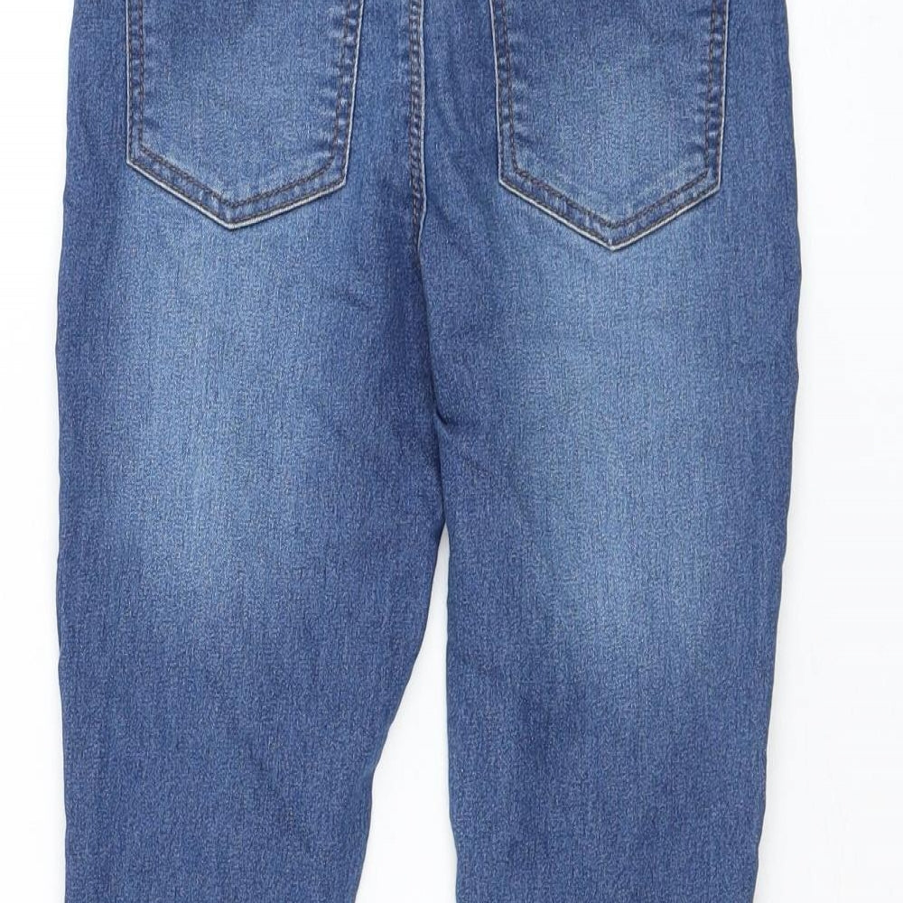Matalan Girls Blue Cotton Skinny Jeans Size 9 Years Regular Pullover - Distressed