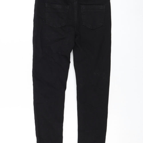 NEXT Girls Black Cotton Skinny Jeans Size 9 Months Regular Zip - Distressed
